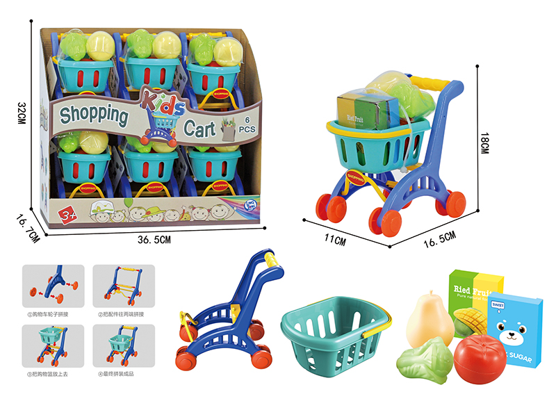 Shopping Cart With Food Set 6pcs