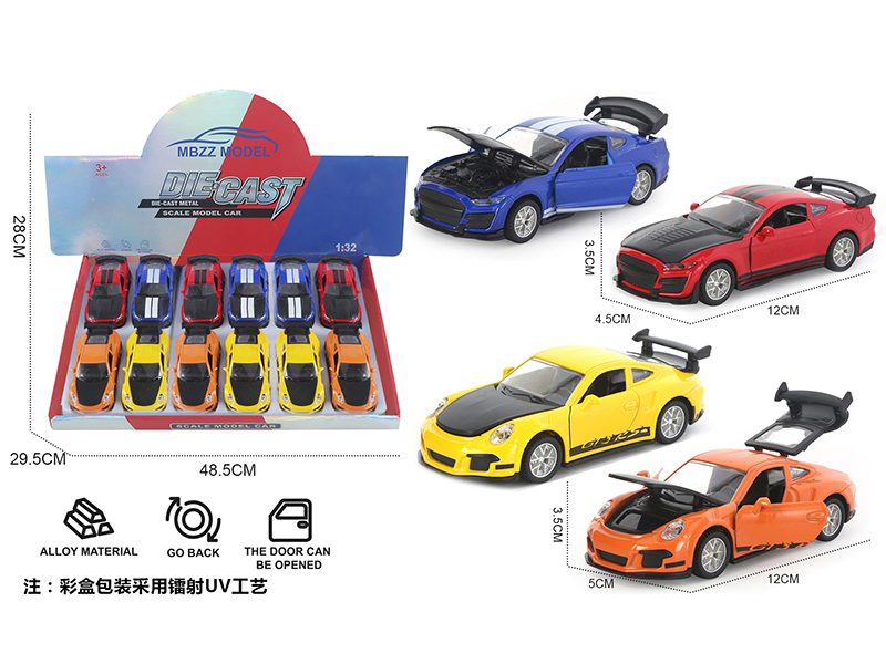 1:32 Porsche/Mustang Alloy Car 12pcs