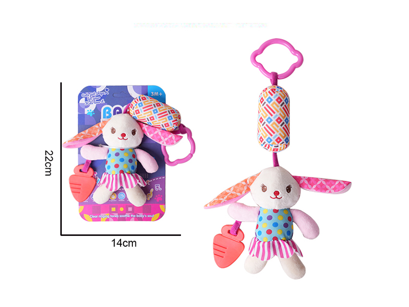 Baby Cartoon Animal Bedside Bell Plush Toy - Rabbit
