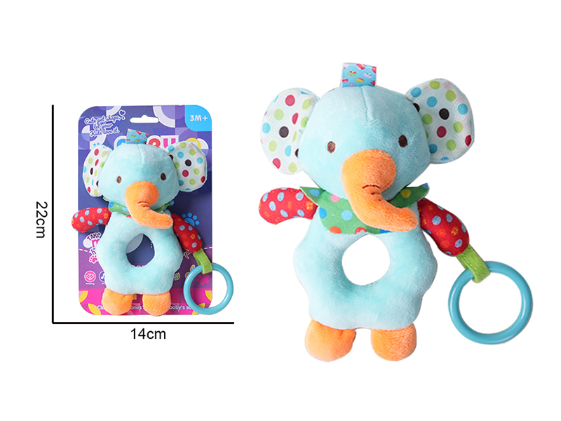 Baby Cartoon Animal Rattles Plush Toy - Elephant