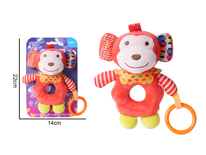 Baby Cartoon Animal Rattles Plush Toy - Monkey