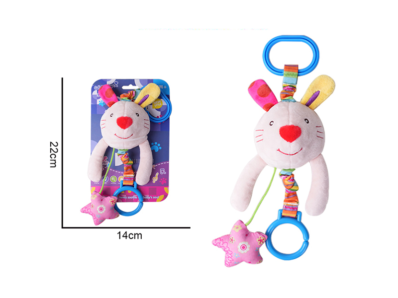 Baby Cartoon Animal Bedside Bell Plush Toy - Rabbit