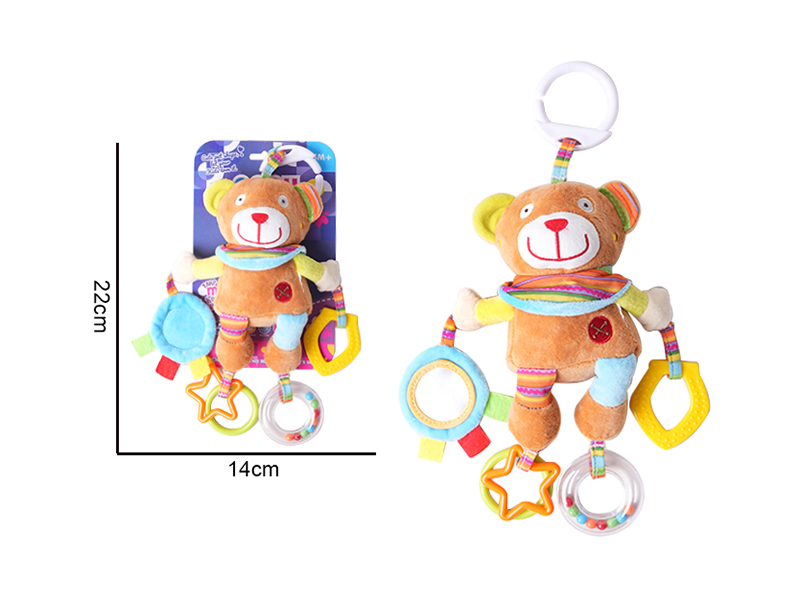 Baby Cartoon Animal Bedside Bell Plush Toy - Bear