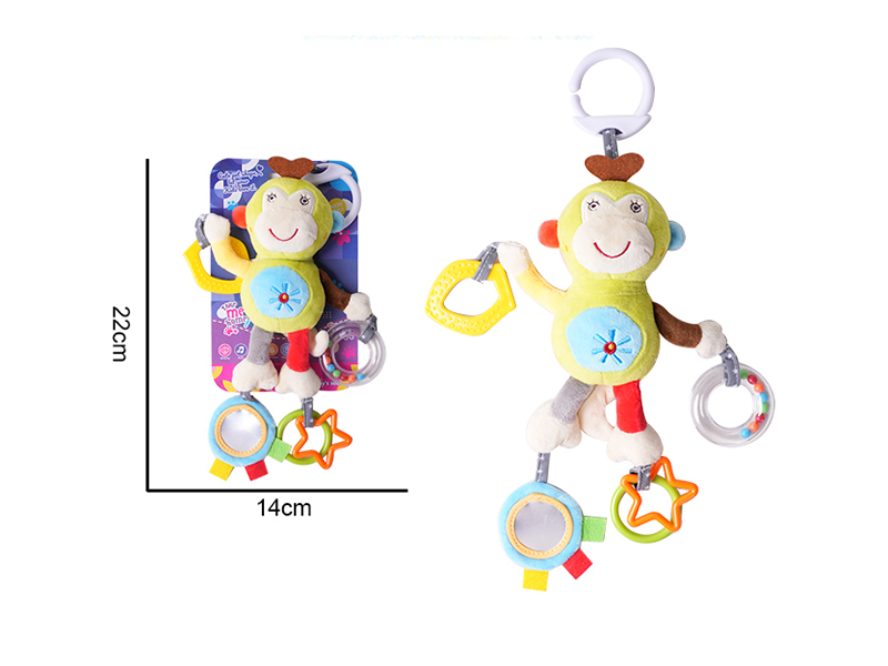 Baby Cartoon Animal Bedside Bell Plush Toy - Monkey