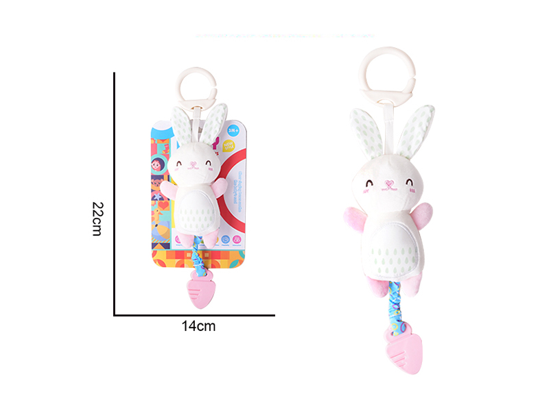 Baby Cartoon Animal Bedside Bell Plush Toy - Rabbit