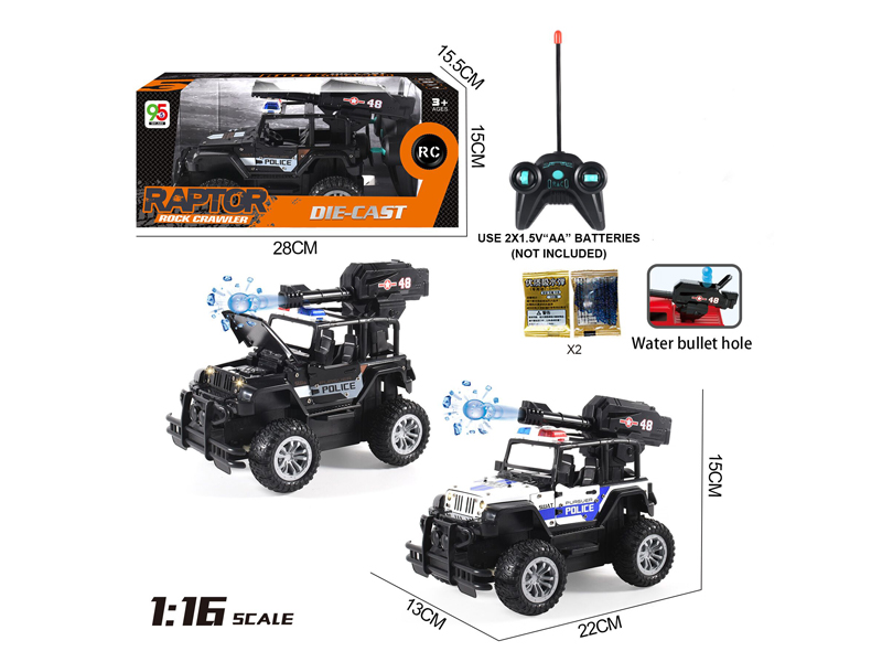 1:16 5CH R/C Alloy Wrangler Police Car With Bullets