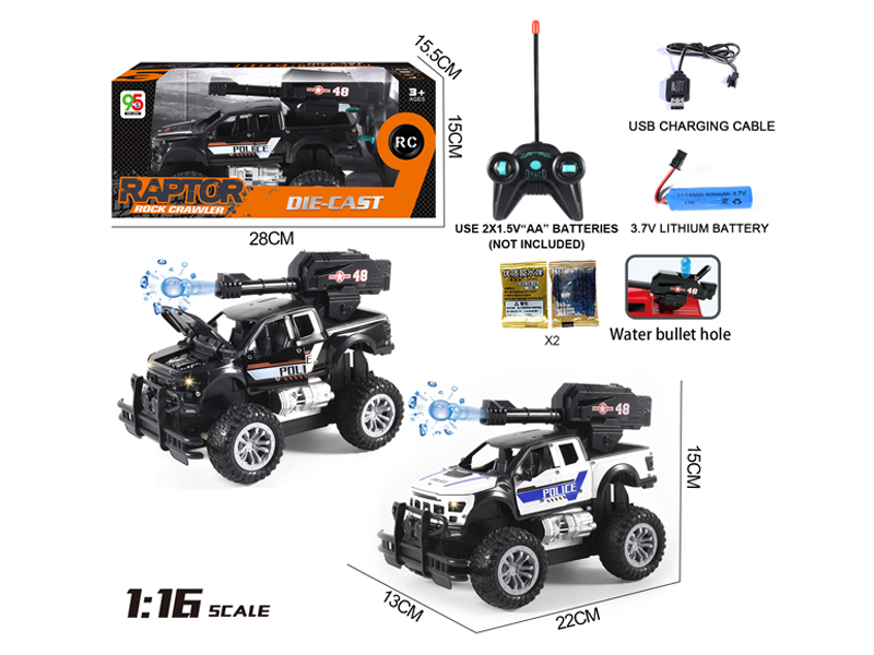1:16 5CH R/C Alloy Raptor Police Vehicle With Bullets