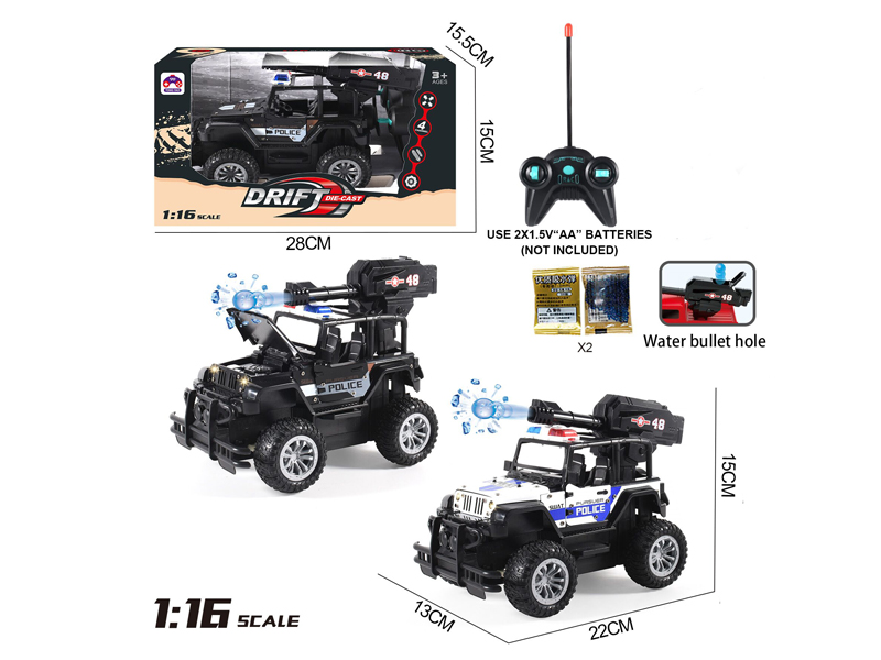 1:16 5CH R/C Alloy Wrangler Police Car With Bullets