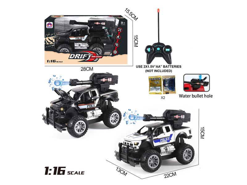1:16 5CH R/C Alloy Raptor Police Vehicle With Bullets