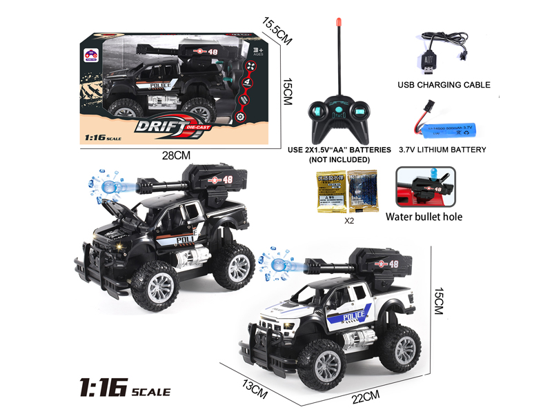 1:16 5CH R/C Alloy Raptor Police Vehicle With Bullets