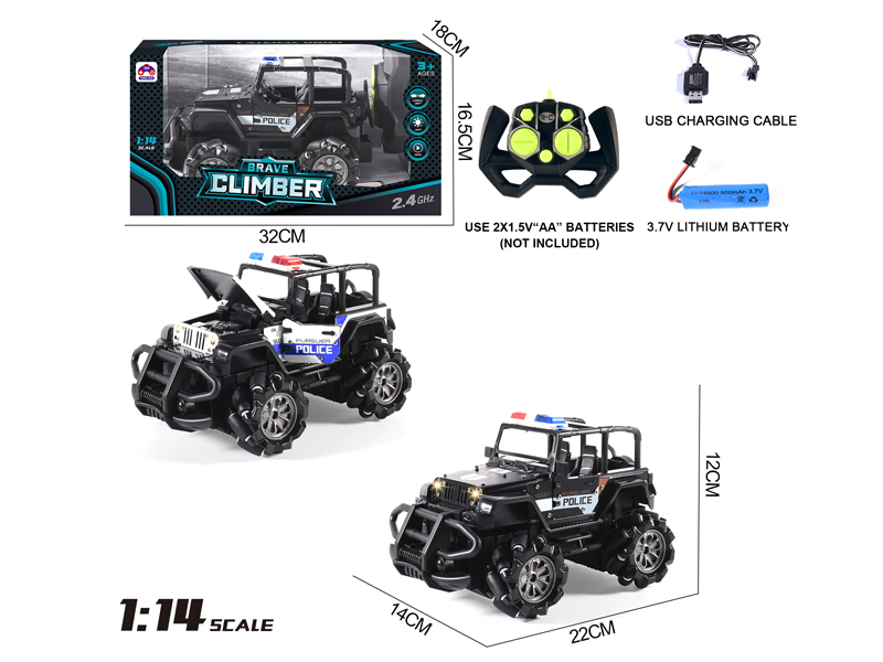 1:14 7CH R/C Alloy Wrangler Police Car