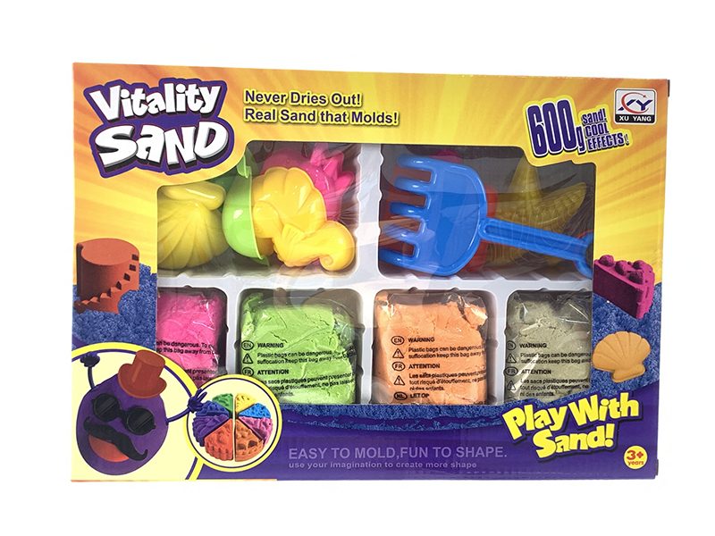 600G Space Soil(4 Color) + Sea Series Sand Molds 8pcs + Shovel 2pcs