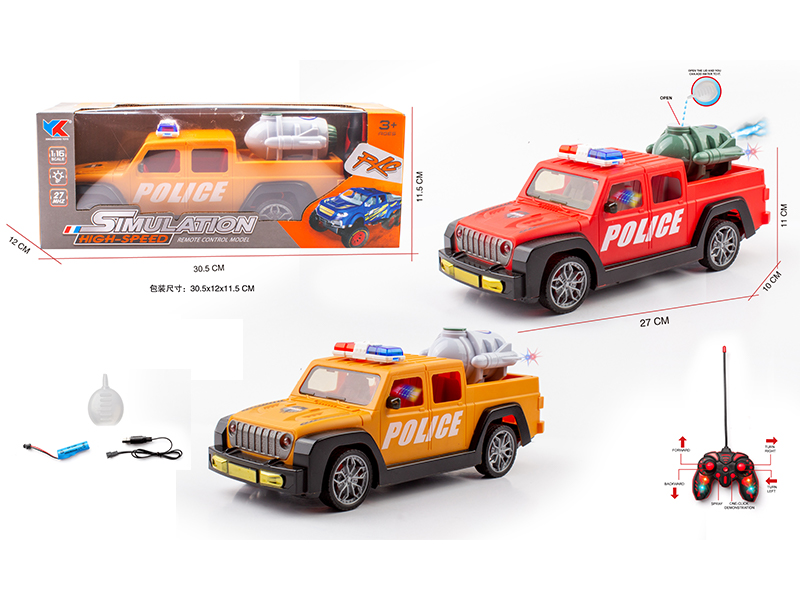 1:16 6CH R/C Wrangler Pickup Police Car With Light Spray