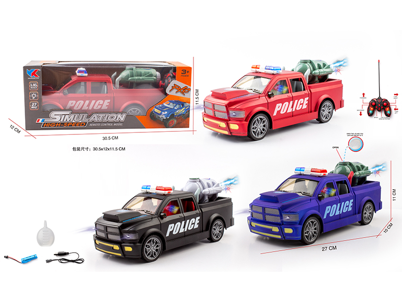 1:16 6CH R/C Dodge Ram Pickup Police Car With Light Spray