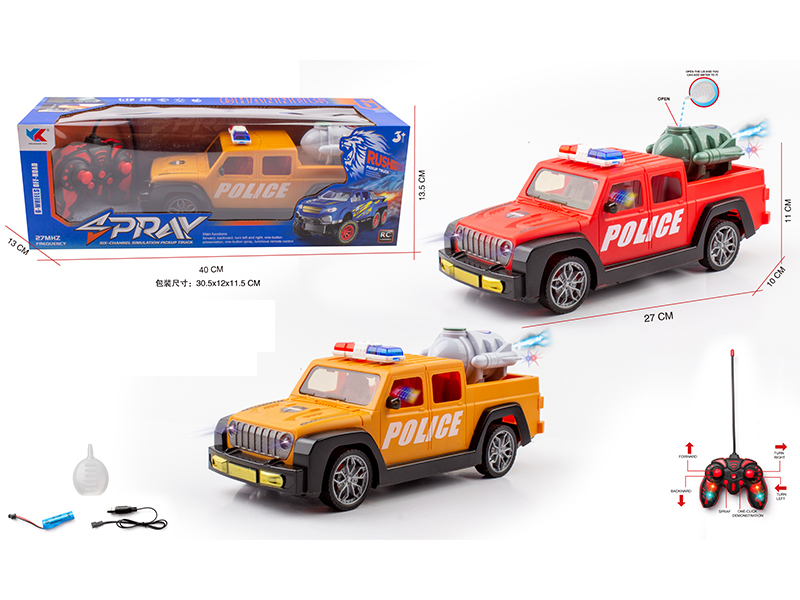 1:16 6CH R/C Wrangler Pickup Police Car With Light Spray