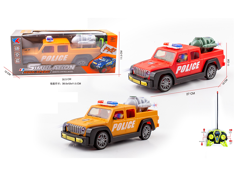 1:16 4CH R/C Wrangler Pickup Police Car With Light