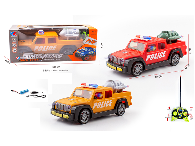 1:16 4CH R/C Wrangler Pickup Police Car With Light