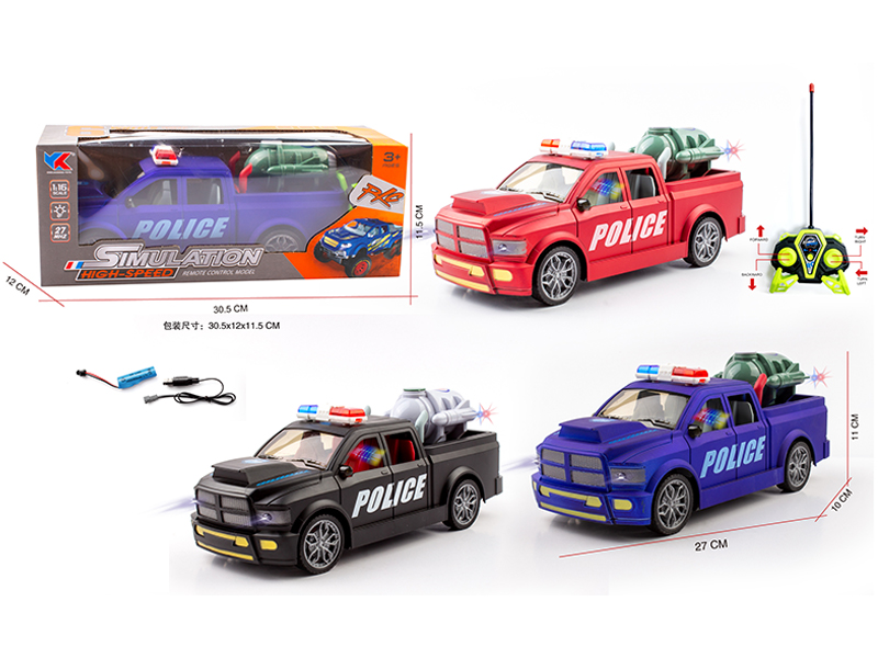 1:16 4CH R/C Dodge Ram Pickup Police Car With Light