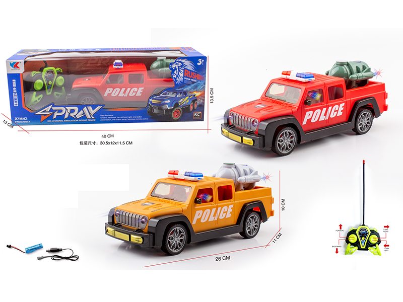 1:16 4CH R/C Wrangler Pickup Police Car With Light