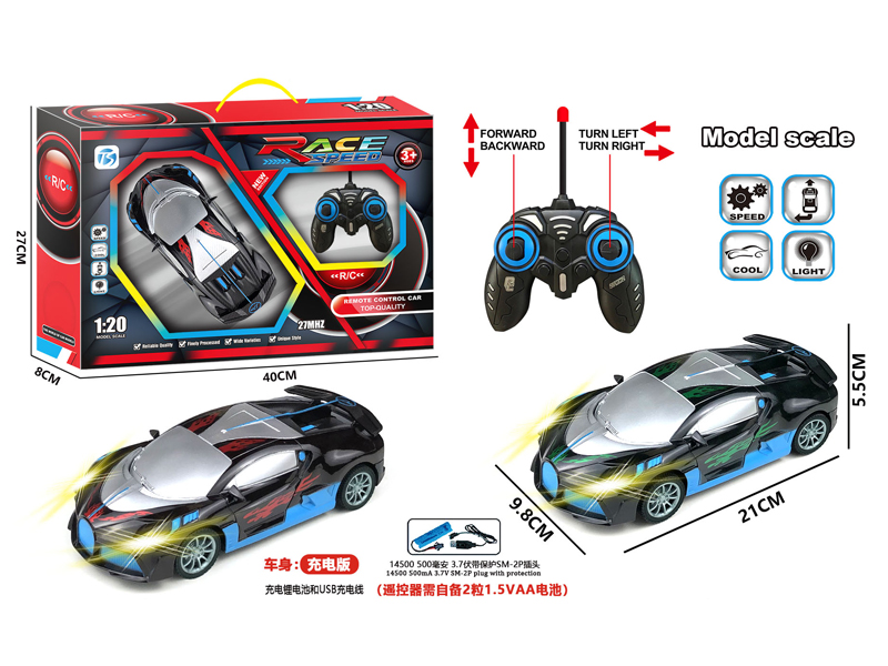 4CH R/C Transparent Bugatti Racing Car With Light