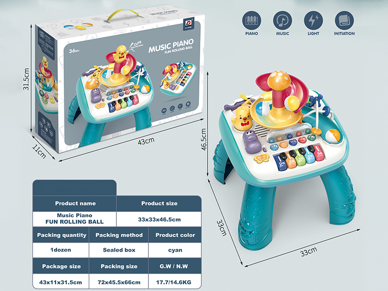 Music Piano & Fun Rolling Ball Game Table