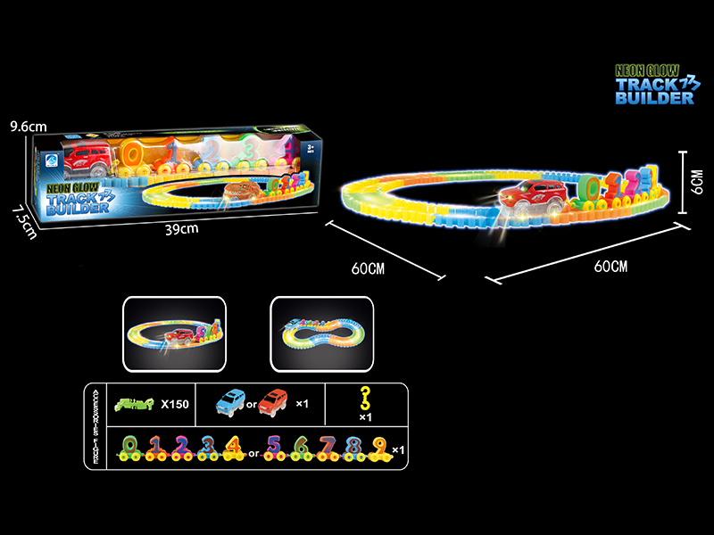 B/O Night Light Rail Car With Dinosaur Car