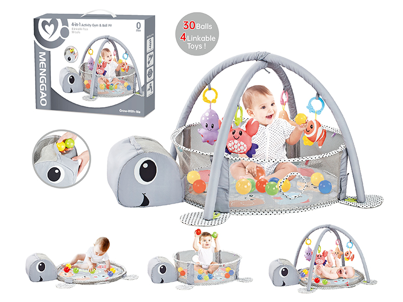3 In 1 Turtle Activity Gym & Ball Pit(With 30pcs 5cm Ocean Balls)