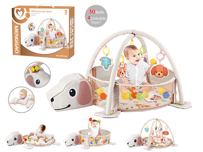 3 In 1 Puppy Activity Gym & Ball Pit(With 30pcs 5cm Ocean Balls, Pillow)