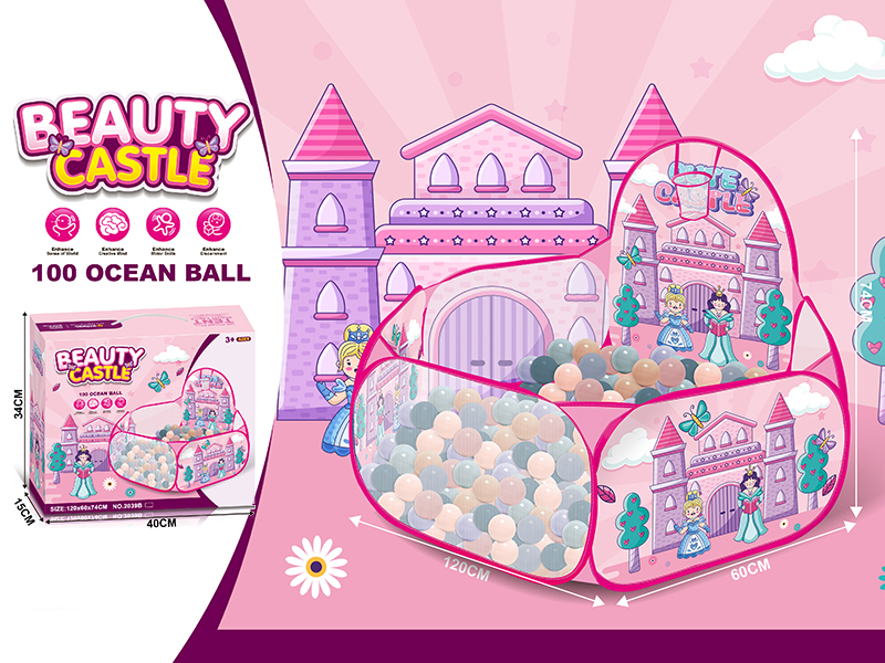 Castle Princess Ball Pit Tent With 100 Ocean Balls