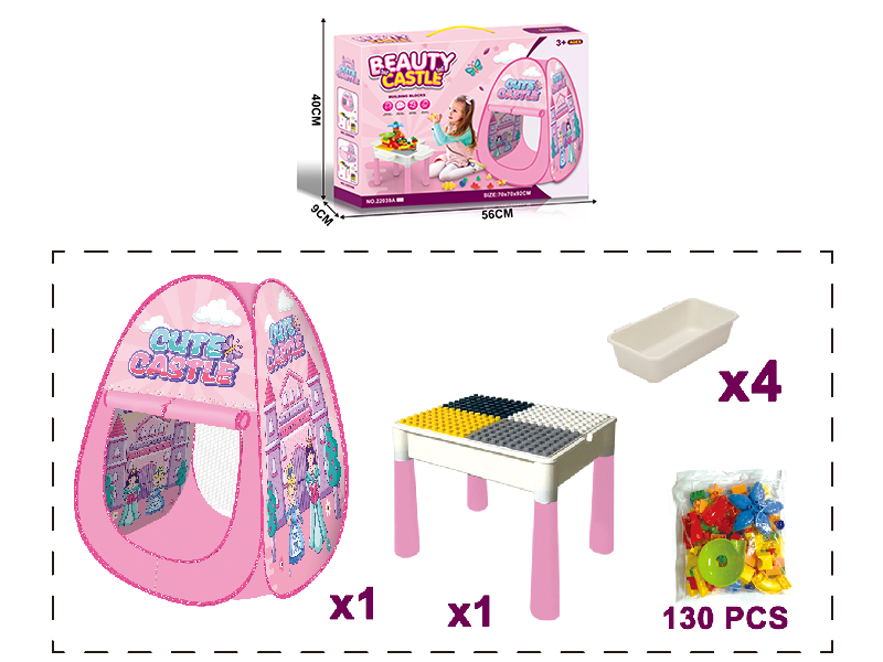 Castle Princess Toy Tent With Building Blocks Set