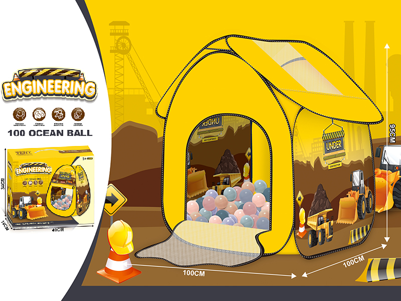 Engineering Theme Toy Tent With 100 Ocean Balls
