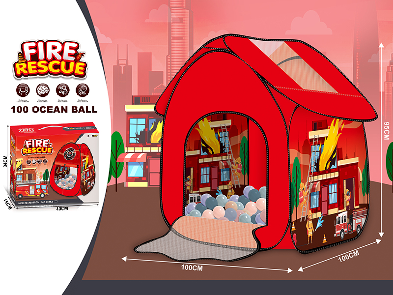 Fire Rescue Theme Toy Tent With 100pcs Ocean Balls