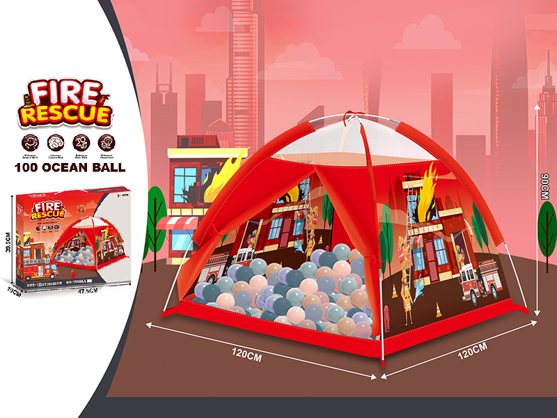 Fire Rescue Theme Beach Tent With 100pcs Ocean Balls