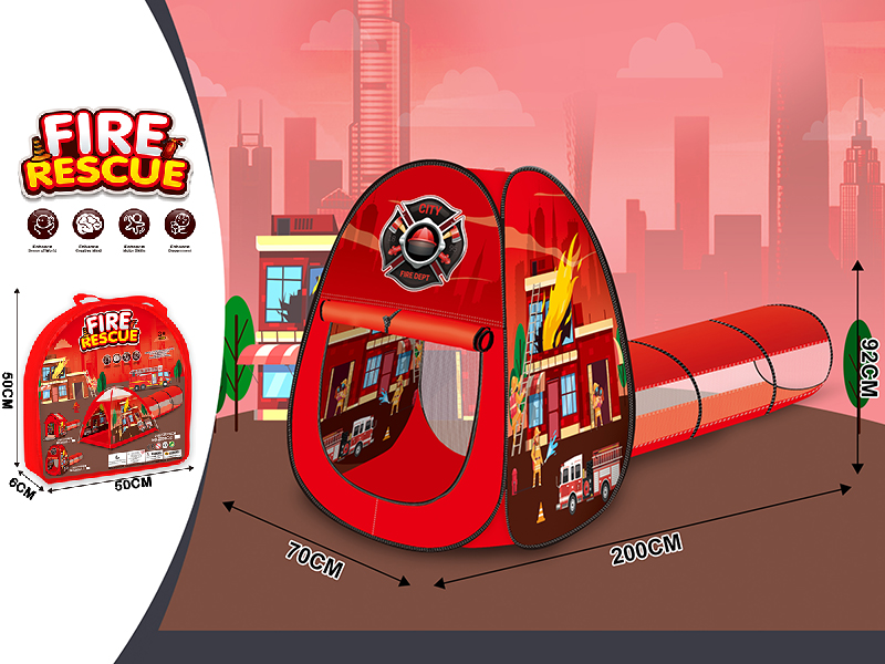 Fire Rescue Theme Toy Tent Two-Piece Set