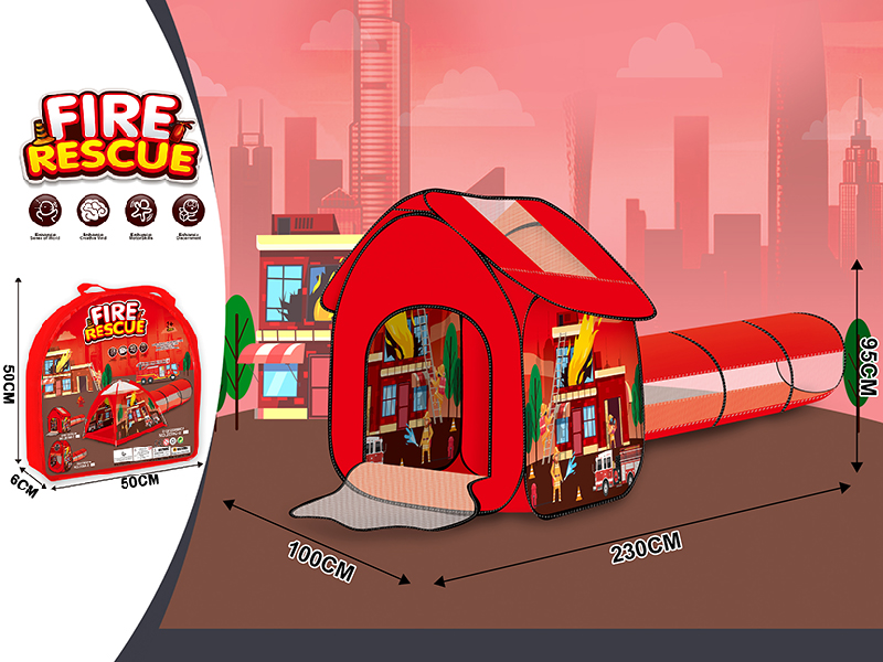 Fire Rescue Theme Toy Tent Two-Piece Set