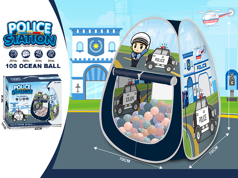 Police Station Theme Toy Tent With 100pcs Ocean Balls