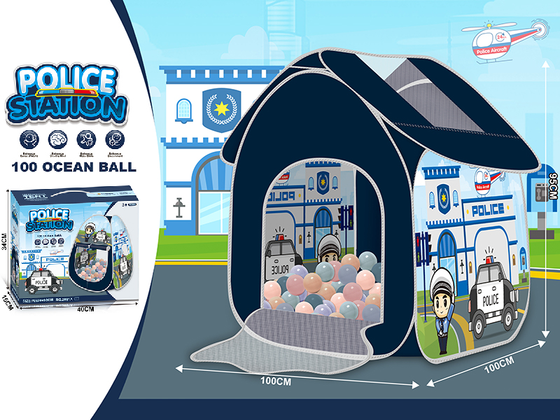 Police Station Theme Toy Tent With 100pcs Ocean Balls