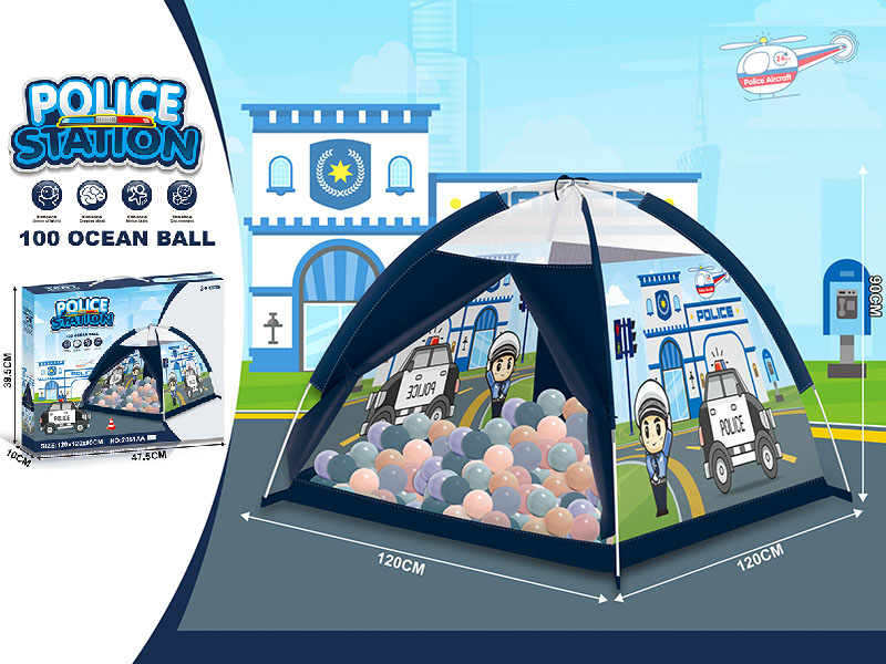 Police Station Theme Beach Tent With 100pcs Ocean Balls