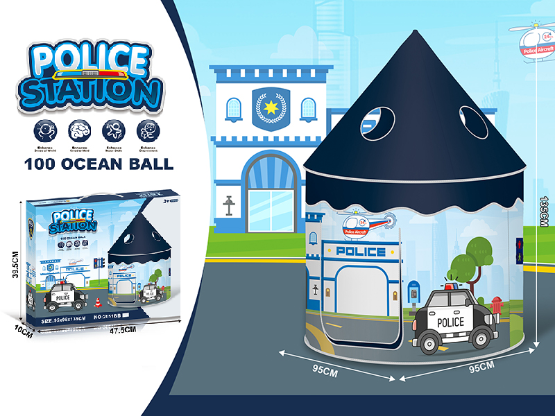 Police Station Theme Yurt Tent With 100pcs Ocean Balls
