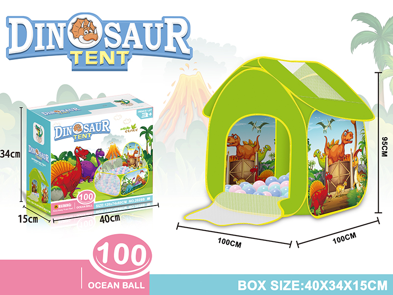 Cartoon Dinosaur Tent With 100pcs Ocean Balls