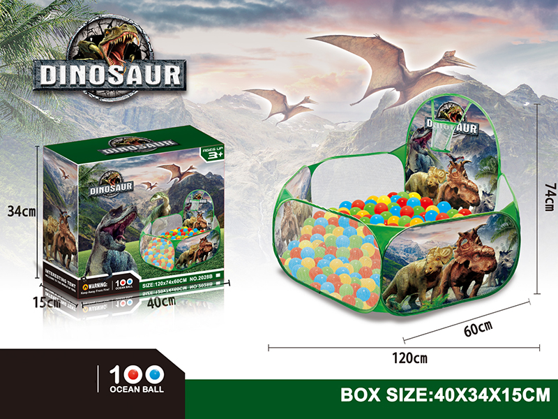 Dinosaur Ball Pool Tent With 100pcs Ocean Balls