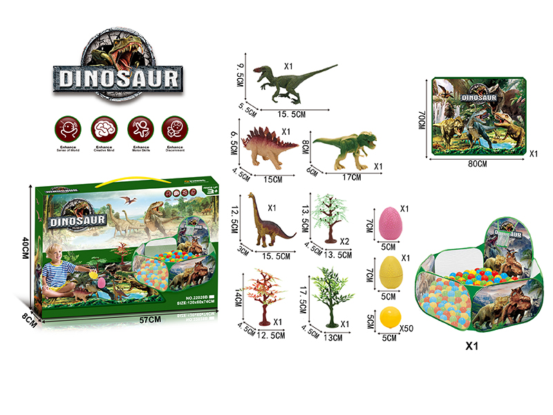 Dinosaur Ball Pool Tent Set With 50pcs Ocean Balls