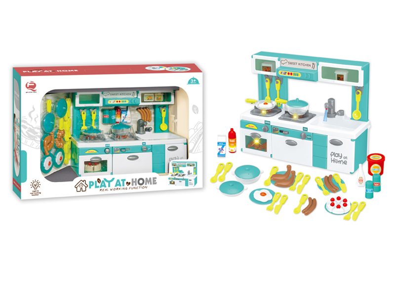 Light Green B/O Kitchen Set With Water Outlet Sound And Light