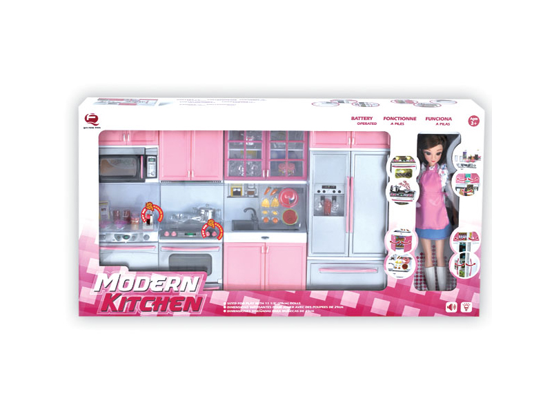 Pink Kitchen Toy Set + Doll