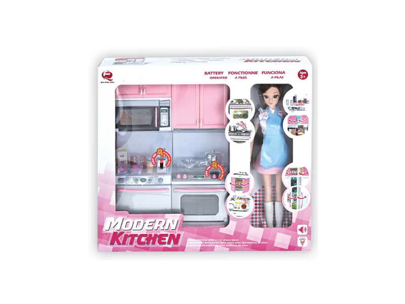 Pink Kitchen Toy Set + Doll
