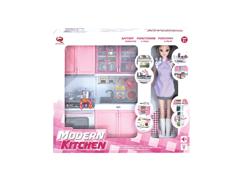 Pink Kitchen Toy Set + Doll