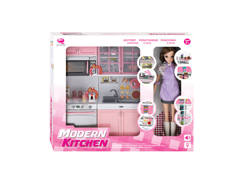 Pink Kitchen Toy Set + Doll