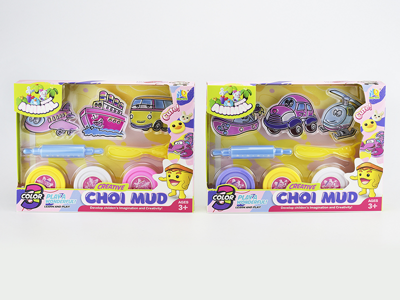 Colored Clay Transportation Set