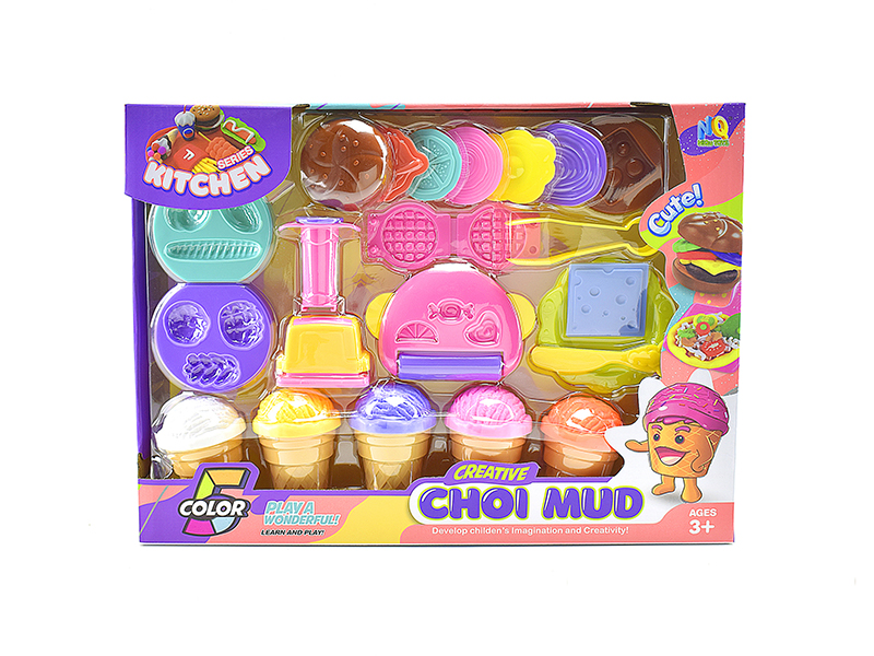 Colored Clay Burger Bread Set