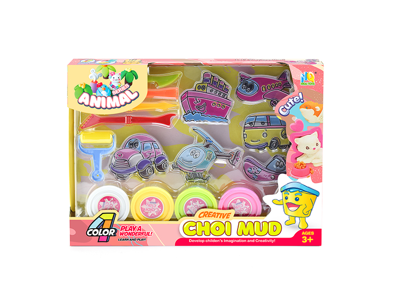 Colored Clay Transportation Set